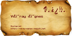 Váray Ágnes névjegykártya